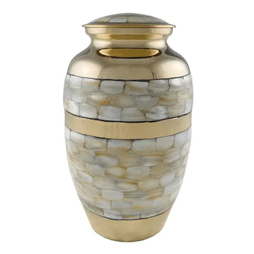 Pearl Adult Double Band Brass Urn - funeral.com