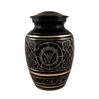 Elior Medium Black Scrolled Brass Urn