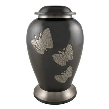 Soaring Adult Slate Butterfly Brass Urn - funeral.com