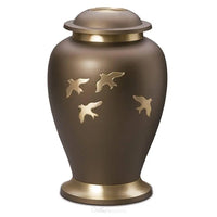 Soaring Sable Adult Russet Brown Brass Urn - funeral.com