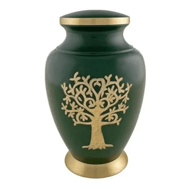 Tree of Life Adult Dark Green Brass Urn - funeral.com