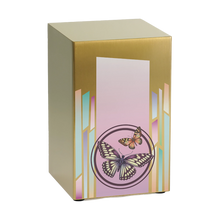 Brushed Bronze Stainless Steel Butterfly Art Adult Cremation Urn - Funeral.com, Inc.