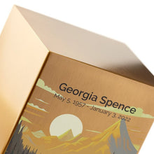 Brushed Bronze Stainless Steel Mountain Landscape Adult Cremation Urn - Funeral.com, Inc.