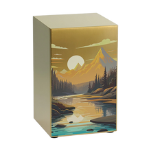 Brushed Bronze Stainless Steel Mountain Landscape Adult Cremation Urn - Funeral.com, Inc.