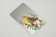 Brushed Metal Stainless Steel Accessory with Yellow Bird Design - Funeral.com, Inc.