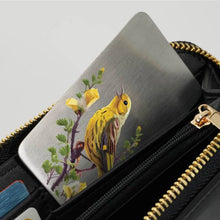 Brushed Metal Stainless Steel Accessory with Yellow Bird Design - Funeral.com, Inc.