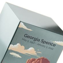 Brushed Pewter Stainless Steel Desert Landscape Adult Cremation Urn - Funeral.com, Inc.