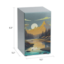 Brushed Pewter Stainless Steel Mountain Landscape Adult Cremation Urn - Funeral.com, Inc.