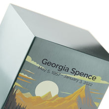 Brushed Pewter Stainless Steel Mountain Landscape Adult Cremation Urn - Funeral.com, Inc.