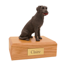 Chocolate Labrador Retriever, Sitting With Ball in Mouth Figurine Pet Cremation Urn - Funeral.com, Inc.