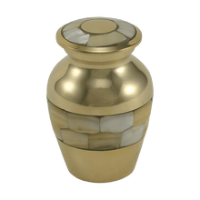 Classic Brass Mother of Pearl Shell Inlay Keepsake Urn - Funeral.com, Inc.