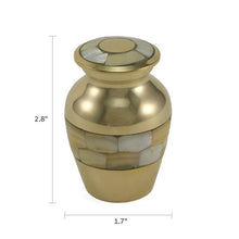 Classic Brass Mother of Pearl Shell Inlay Keepsake Urn - Funeral.com, Inc.
