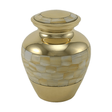 Classic Brass Mother of Pearl Shell Medium Cremation Urn - Funeral.com, Inc.