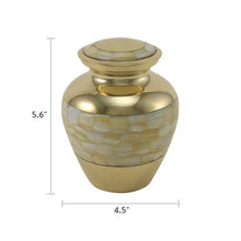 Classic Brass Mother of Pearl Shell Medium Cremation Urn - Funeral.com, Inc.