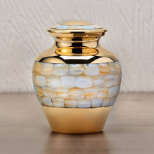 Classic Brass Mother of Pearl Shell Medium Cremation Urn - Funeral.com, Inc.