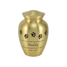 Classic Brass Paw Print Band Pet Large Cremation Urn - Funeral.com, Inc.