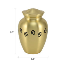 Classic Brass Paw Print Band Pet Large Cremation Urn - Funeral.com, Inc.