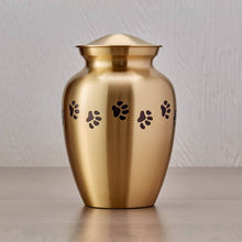 Classic Brass Paw Print Band Pet Large Cremation Urn - Funeral.com, Inc.