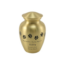 Classic Brass Paw Print Band Pet Medium Cremation Urn - Funeral.com, Inc.