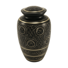 Classic Hand - Engraved Ornate Brass Black Adult Cremation Urn - Funeral.com, Inc.