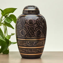 Classic Hand - Engraved Ornate Brass Black Adult Cremation Urn - Funeral.com, Inc.