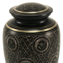 Classic Hand - Engraved Ornate Brass Black Adult Cremation Urn - Funeral.com, Inc.