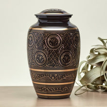 Classic Hand - Engraved Ornate Brass Black Adult Cremation Urn - Funeral.com, Inc.