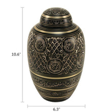 Classic Hand - Engraved Ornate Brass Black Adult Cremation Urn - Funeral.com, Inc.