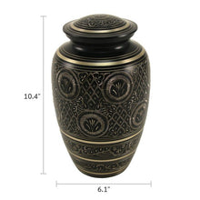 Classic Hand - Engraved Ornate Brass Black Adult Cremation Urn - Funeral.com, Inc.