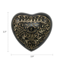 Classic Hand - Engraved Ornate Brass Black Heart Keepsake Urn - Funeral.com, Inc.