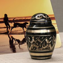 Classic Hand - Engraved Ornate Brass Black Keepsake Urn - Funeral.com, Inc.