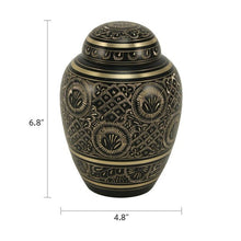 Classic Hand - Engraved Ornate Brass Black Large Cremation Urn - Funeral.com, Inc.