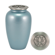 Classic Lotus Lid Blue Frost Scattering Adult Cremation Urn - Funeral.com, Inc.