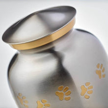 Classic Pewter Paw Print Band Pet Extra Large Cremation Urn - Funeral.com, Inc.