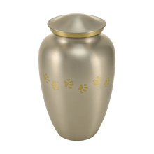Classic Pewter Paw Print Band Pet Extra Large Cremation Urn - Funeral.com, Inc.