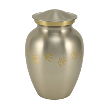 Classic Pewter Paw Print Band Pet Large Cremation Urn - Funeral.com, Inc.