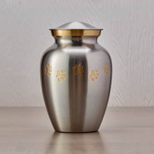 Classic Pewter Paw Print Band Pet Large Cremation Urn - Funeral.com, Inc.