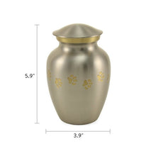 Classic Pewter Paw Print Band Pet Medium Cremation Urn - Funeral.com, Inc.