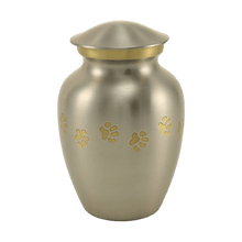 Classic Pewter Paw Print Band Pet Medium Cremation Urn - Funeral.com, Inc.