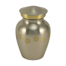 Classic Pewter Paw Print Band Small Pet Cremation Urn - Funeral.com, Inc.