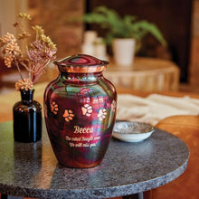 Classic Raku Paw Print Band Small Pet Cremation Urn - Funeral.com, Inc.
