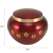 Classic Round Crimson Paw Band Large Pet Cremation Urn - Funeral.com, Inc.