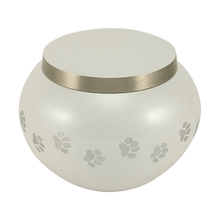 Classic Round Pearl Paw Band Large Pet Cremation Urn - Funeral.com, Inc.
