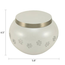 Classic Round Pearl Paw Band Large Pet Cremation Urn - Funeral.com, Inc.