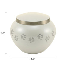 Classic Round Pearl Paw Band Medium Pet Cremation Urn - Funeral.com, Inc.