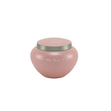 Classic Round Pink Pewter Accents Extra Small Pet Cremation Urn - Funeral.com, Inc.