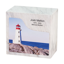 Coastal Lighthouse White Marble Adult Cremation Urn - Funeral.com, Inc.