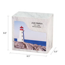 Coastal Lighthouse White Marble Adult Cremation Urn - Funeral.com, Inc.