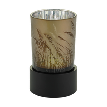 Cream Glass Keepsake Urn with Candle Holder and Prairie Design - Funeral.com, Inc.