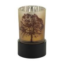 Cream Glass Keepsake Urn with Candle Holder and Tree of Life Design - Funeral.com, Inc.